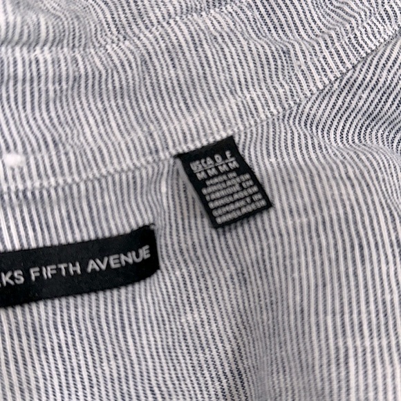Saks Fifth Avenue Short Sleeve Button Down Shirt size medium linen fabric - Picture 5 of 6